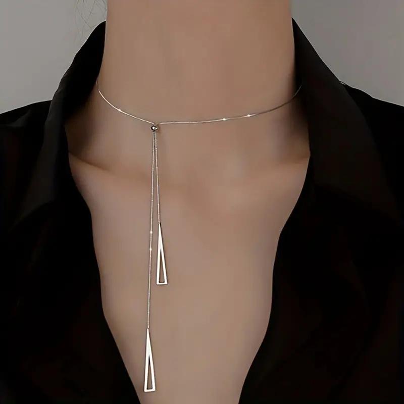 Треугольное геометрическое регулируемое ожерелье с подвеской на шею с длинной кисточкой, цепочка для свитера в форме буквы Y, минималистичное элегантное ювелирное украшение в подарок