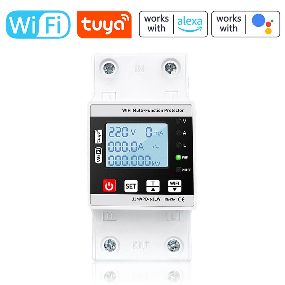 Tuya WiFi интеллектуальный предохранитель повторного включения, мониторинг напряжения, выключатель питания