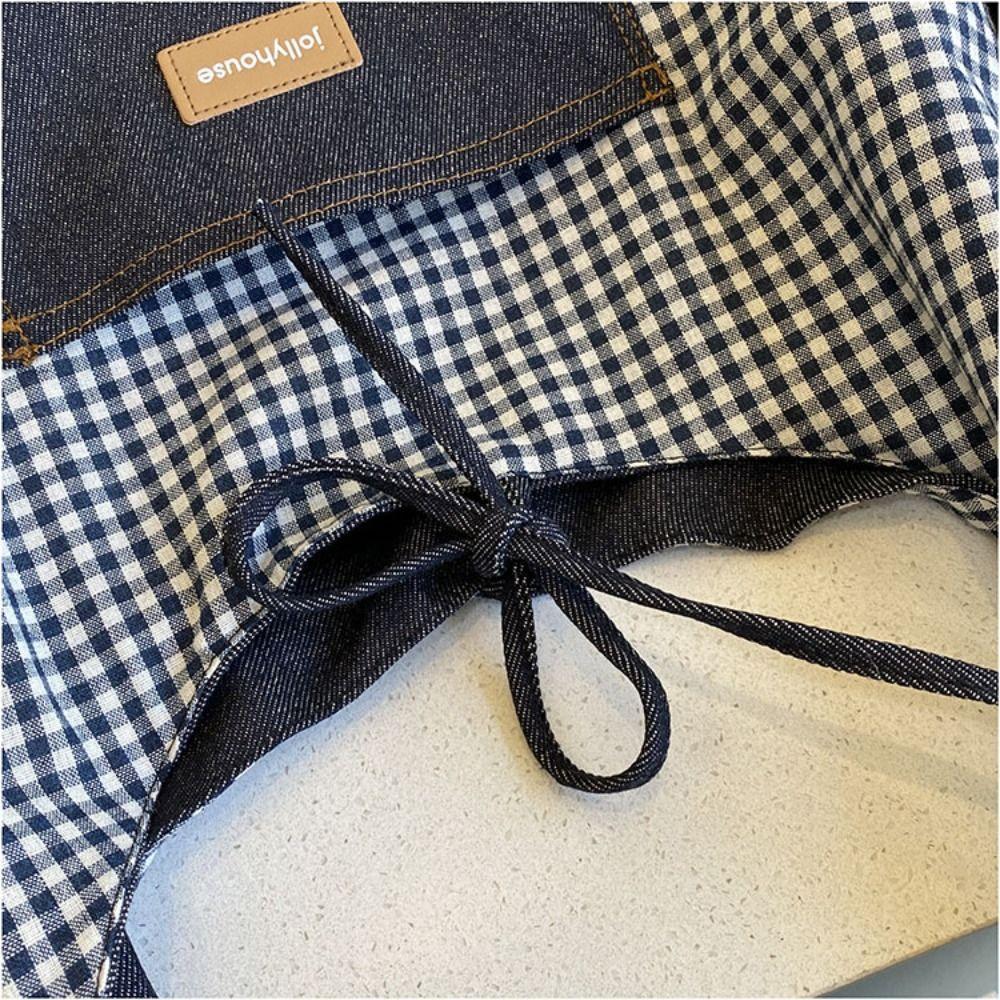 Cloth Double Sided Plaid Denim Vest Bag Retro Bohemian Messenger Bag Denim Shoulder Bag  Travel