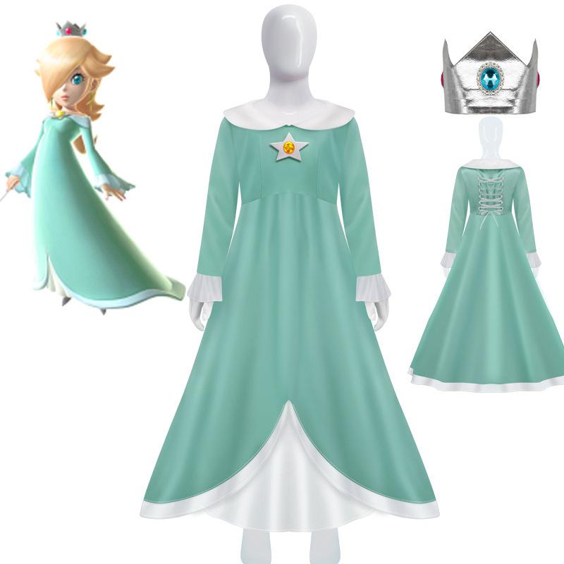 Princess Peach Cosplay Costume Super Mario Bros Peach Dress Halloween Cosplay Outfit for Women Girls Role Play