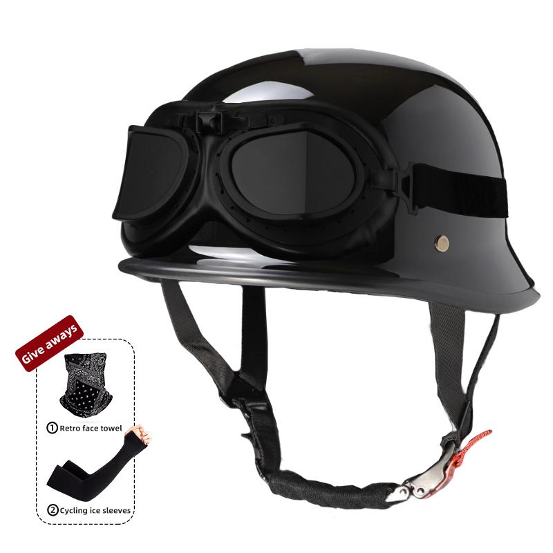 Мотоциклетный шлем для мужчин летом, ретро полушлем Harley для электромобиля, солдатский принц в немецком стиле, круизный автомобиль, на четыре сезона