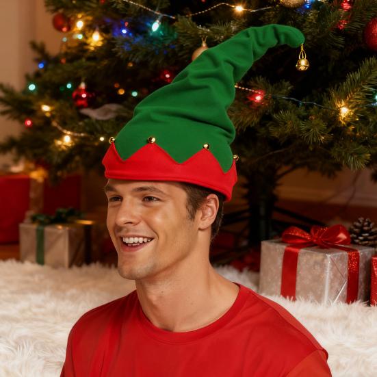 2 шт. Рождественская шапка эльфа красно-зеленая праздничная шапка с колокольчиками мягкий праздничный головной убор для рождественских фото, мероприятий, модная зимняя одежда