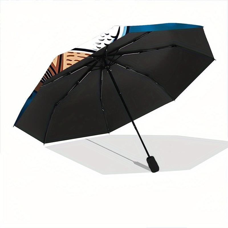 1pc Reading Owl Harry Potter Pattern Automatic 3-Fold Umbrella, 8 Iron Frames, High-Value Folding Umbrella, Suitable for Office, Travel and Outdoor Ad
