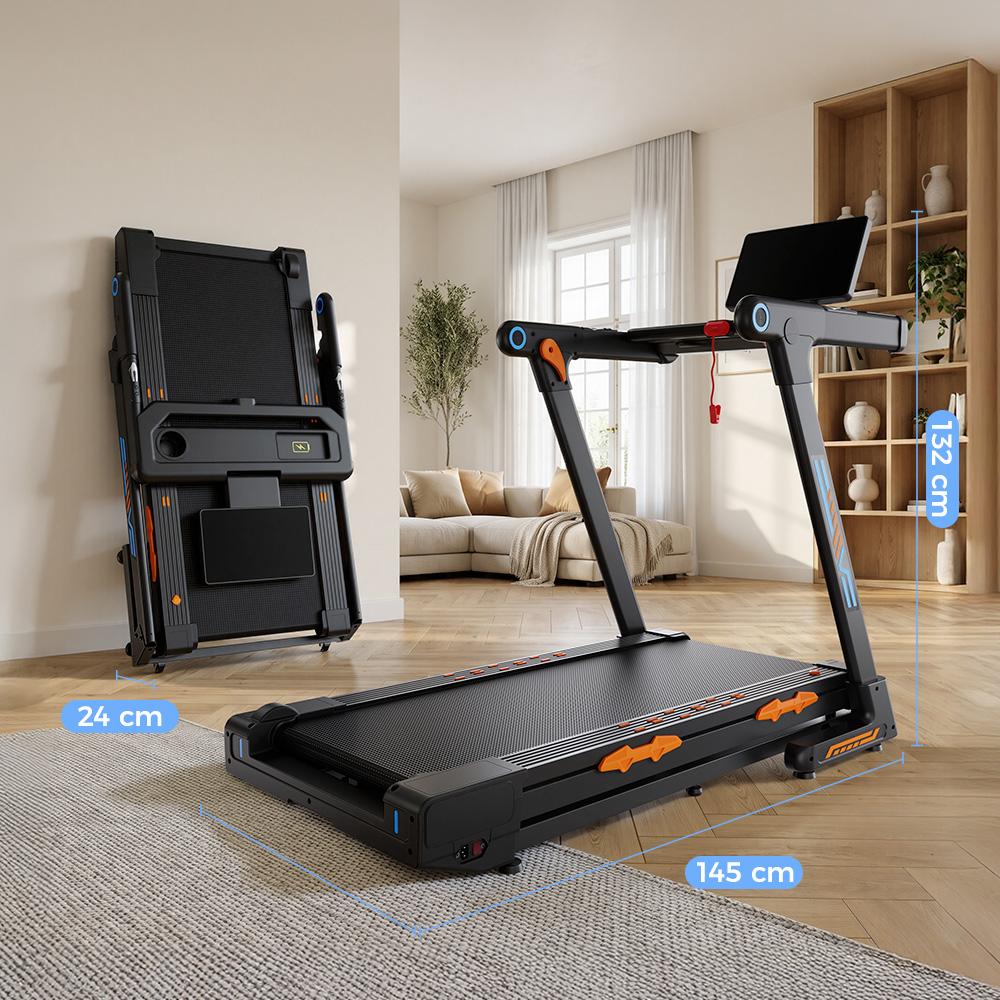 FT71 Foldable Treadmill 4.0HP Walking Pad 24% Auto Incline Running Machine with APP Wireless Charging LED Display 150KG Capacity