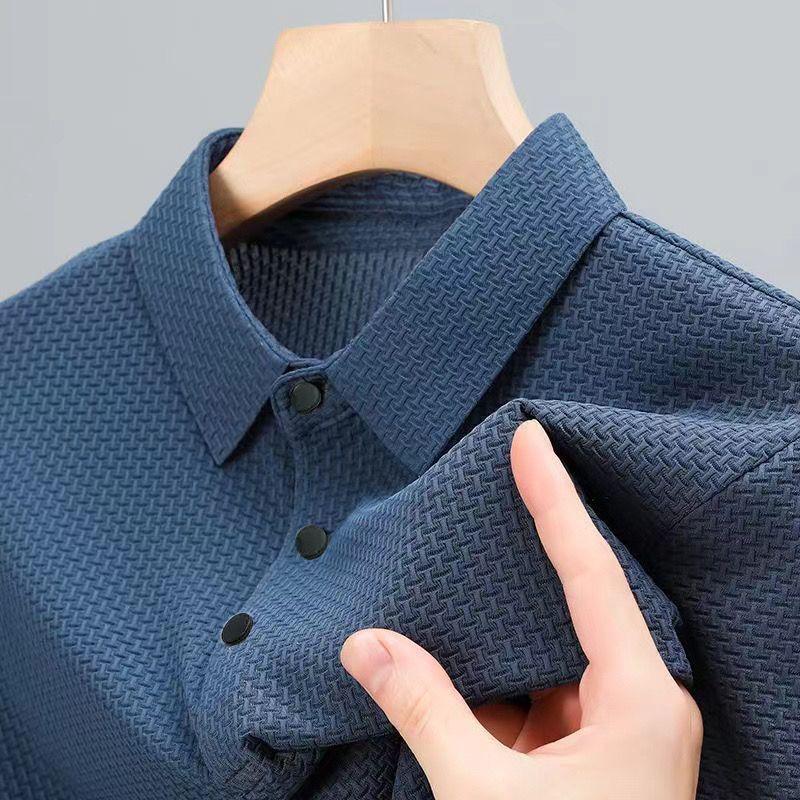 Мужская рубашка-поло с коротким рукавом из шёлка Ice Silk Solid