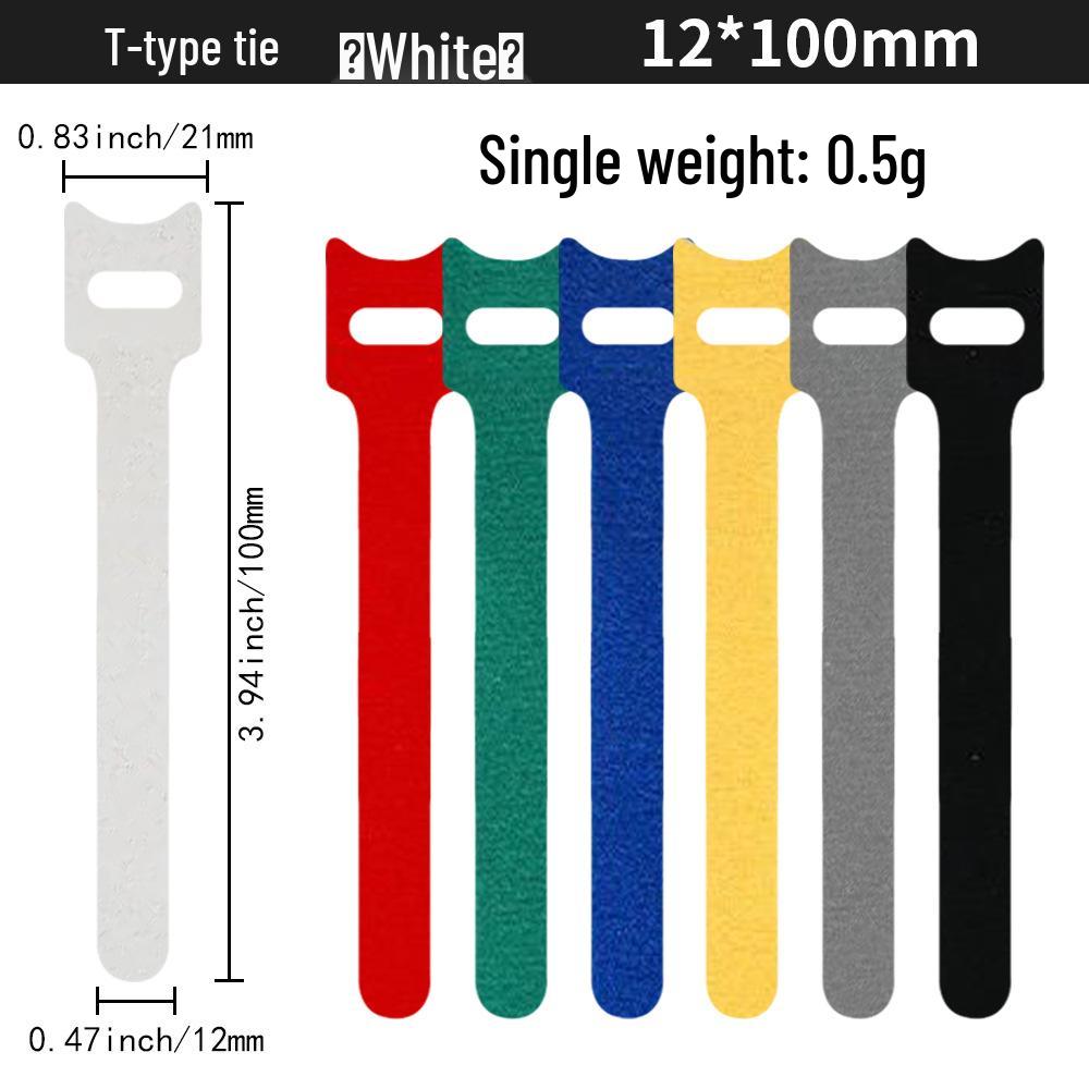 T-Type Magic Tape Cable Ties for Earphones, Data Cables, Organizers, and Network Cables with Back-to-Back Adhesive Straps.