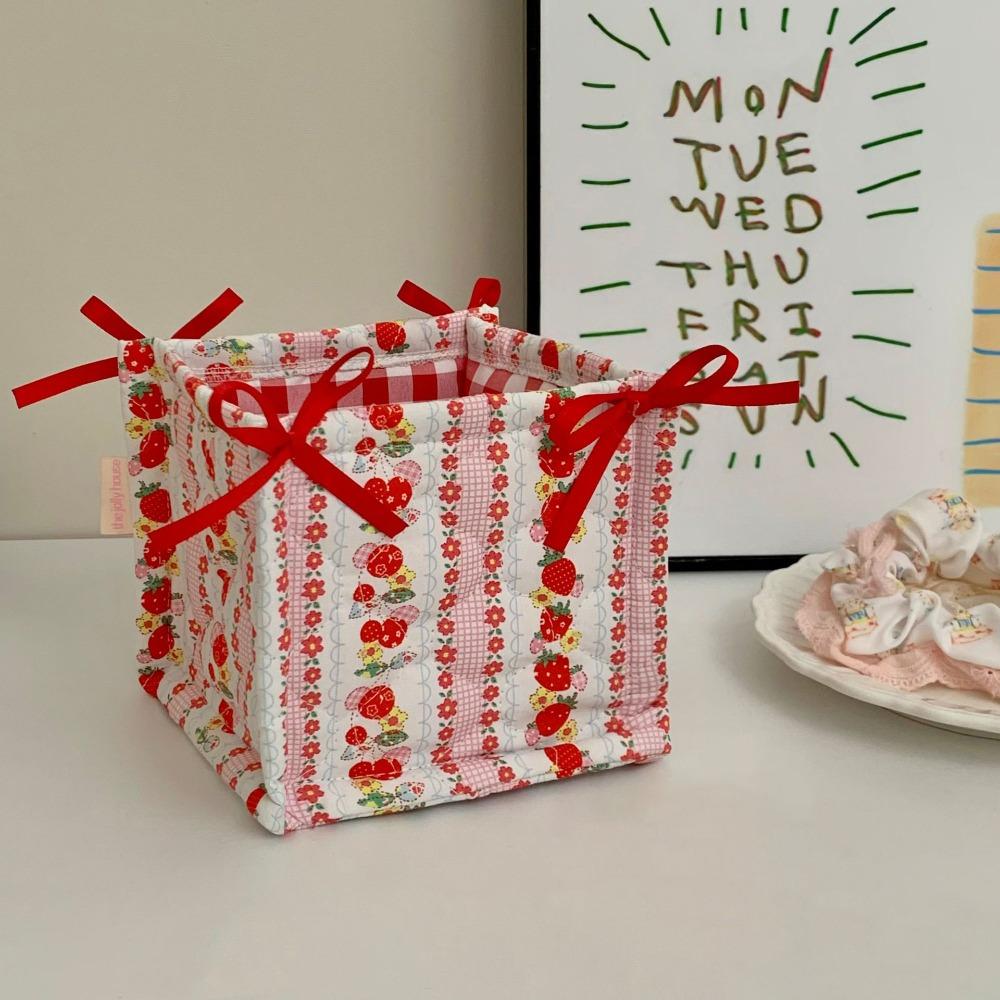 Корзина для хранения на рабочем столе с рисунком медведя, органайзер из стеганого хлопка, милая коробка для хранения, украшение для дома