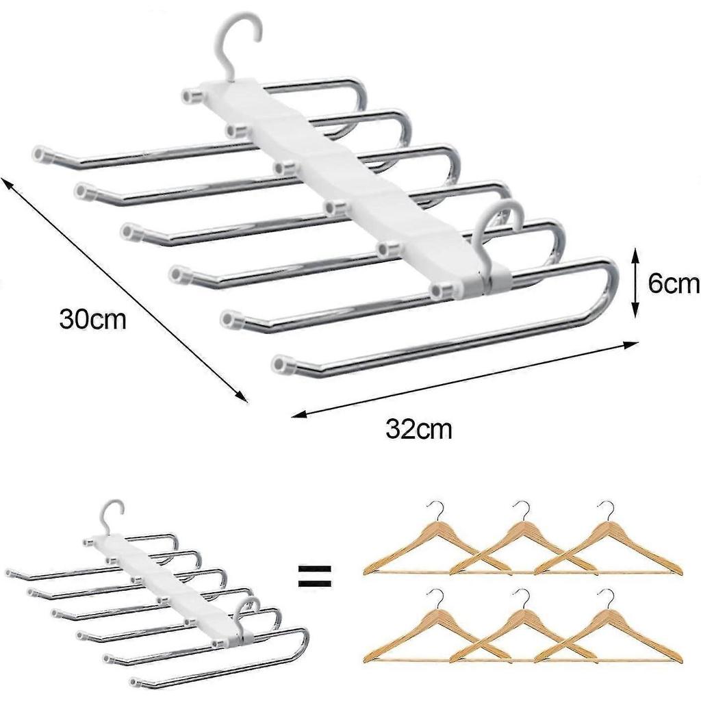 6 in 1 Trouser Hanger, Space Saving Trouser Hanger, Trouser Hangers, Sliding Trouser Rack, Clothes Hangers, Multifunctional Hook Hook Hanger, Trouser