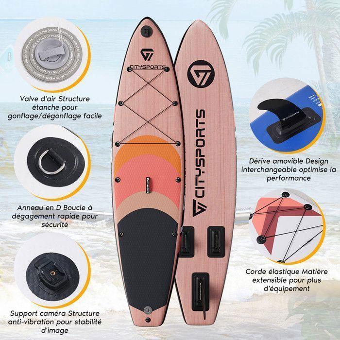 Stand Up Paddle Inflatable-couleur of bois-320 80 15CM-jusqu' 160 kg-Accessoires complets-SUP