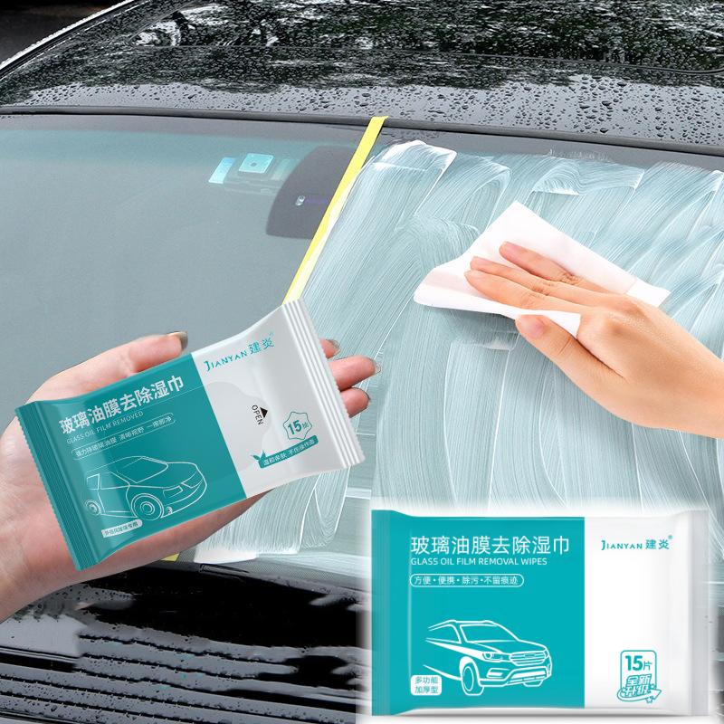 2PCS Glass Oil Film Removal Wipes Front Windscreen Stain Remover Cleaning Wipes No Water Marks Car Cleaning & Beauty Tools