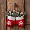 Traditional Red White Wreath Christmas Mitten/Stocking Wreath, Decorative Artificial with Berries Pine Cones, Farmhouse Style Door Hanger Branches,