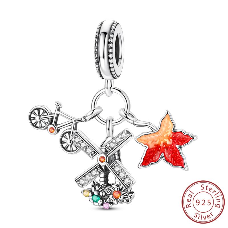 Оригинальные медные шармы, бусины, подвески, кленовый лист, белка, бабочка, кошка, бусины, подходят для браслетов, женское ювелирное украшение, аксессуар