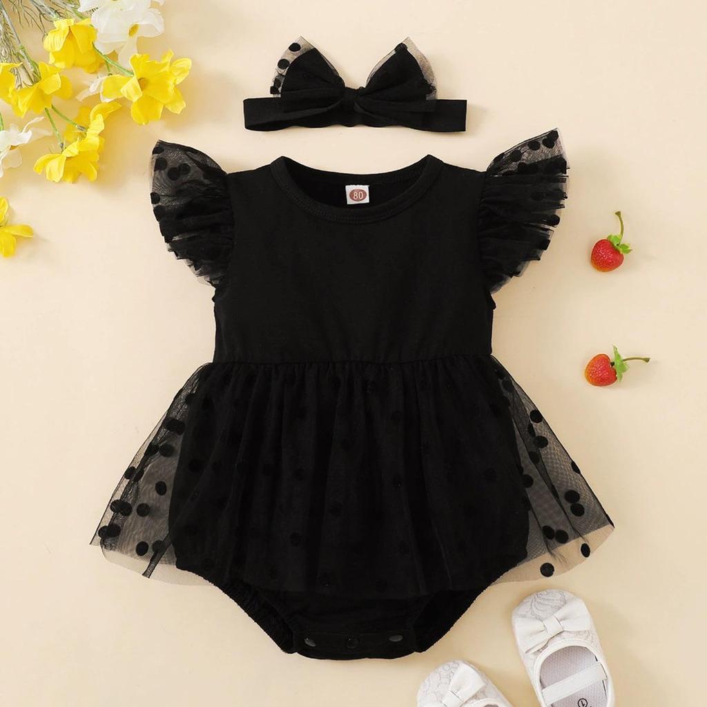 Summer Patchwork Mesh Sleeveless Romper for Baby Girls - Bestseller Triangle Bodysuit