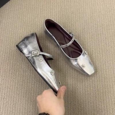 Модные винтажные туфли Мэри Джейн для женщин Весна/Осень Французский бантик Неглубокий вырез Низкий каблук Платье Уличный стиль Туфли Bombas Mujeres
