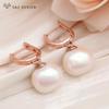 Fashion Round Rectangle Simulated-pearl Bead Drop Earrings Jewelry Sets For Women Rose Gold Color Necklace