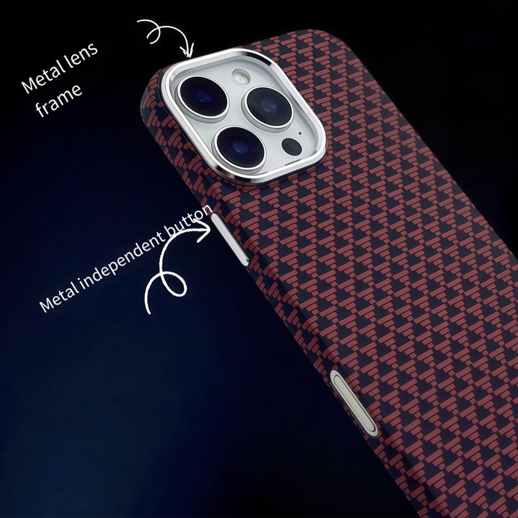 For iPhone 16 Pro Case Compatible with MagSafe Carbon Fiber Texture Hard PC Phone Cover