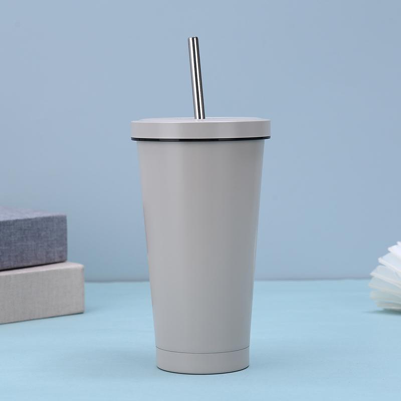 Вакуумный стакан с трубочкой и ручкой – Стакан из нержавеющей стали с двойной изоляцией и крышкой, Портативная дорожная кружка для активного отдыха