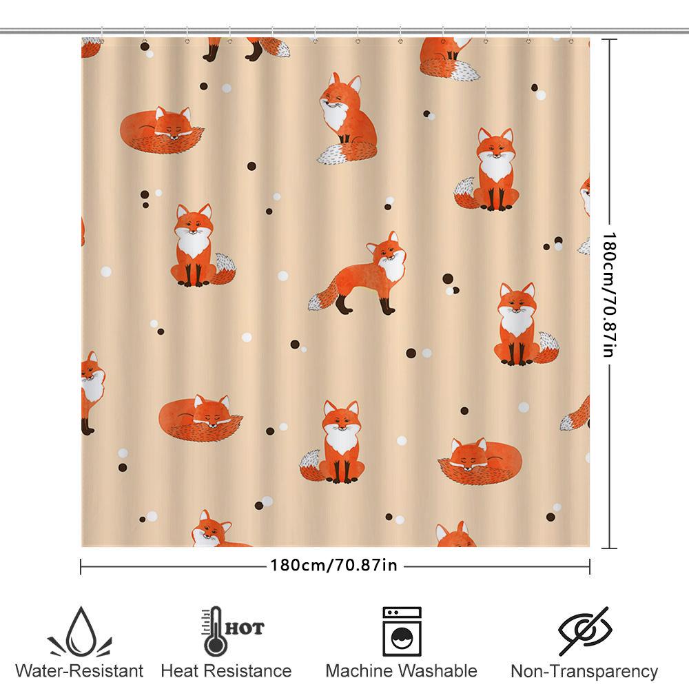 Очаровательная мультяшная лиса, узор, занавеска для душа, водонепроницаемая ткань, декор для ванной комнаты, украшение для дома, 3D печать, оранжевый, белый, разноцветный, А
