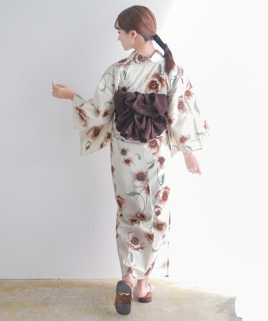 Комплект сменной одежды юката heiko H Caramel, один размер [KYOETSU], плетение, неотбеленный, 6 предметов (юката, оби, нижнее белье, гэта, пояс) Женский (2.