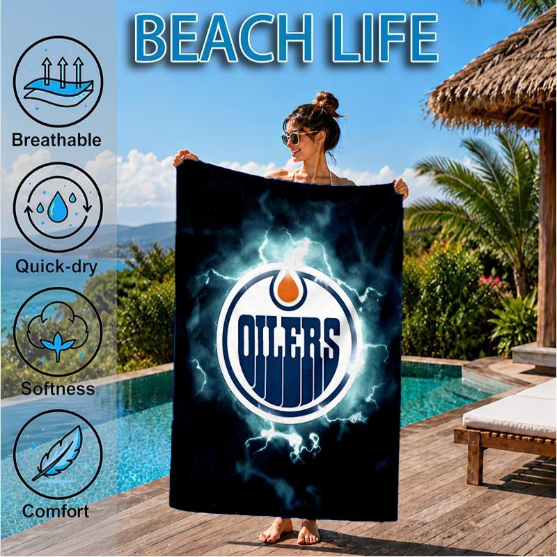 Пляжное полотенце с эмблемой Edmonton Oilers, супермягкое из микрофибры, идеальный подарок для нее/него, на день рождения, для бассейна, пляжа, путешествий, декор для пляжной вечеринки