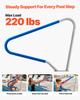 Pool Rail, 122 x 91.5 cm Pool Handrail, 100kg Load Capacity Heavy Duty 304 Stainless Steel Swimming Handrail, Detachable Nonslip Sleeve, Rich