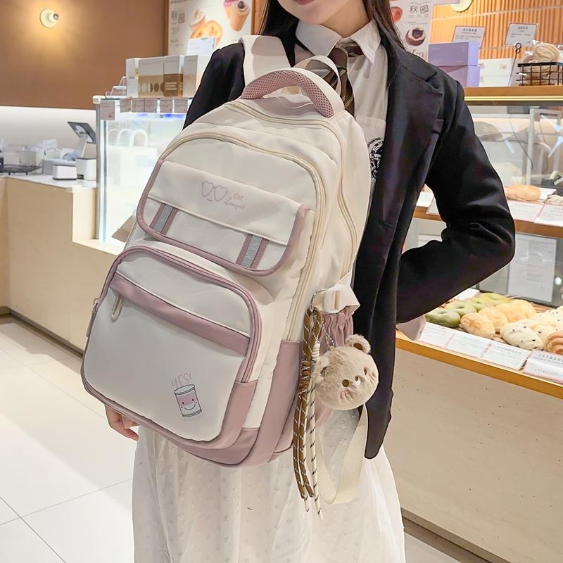 Женский рюкзак большой вместимости, школьная сумка для девочек, рюкзак с цветными блоками