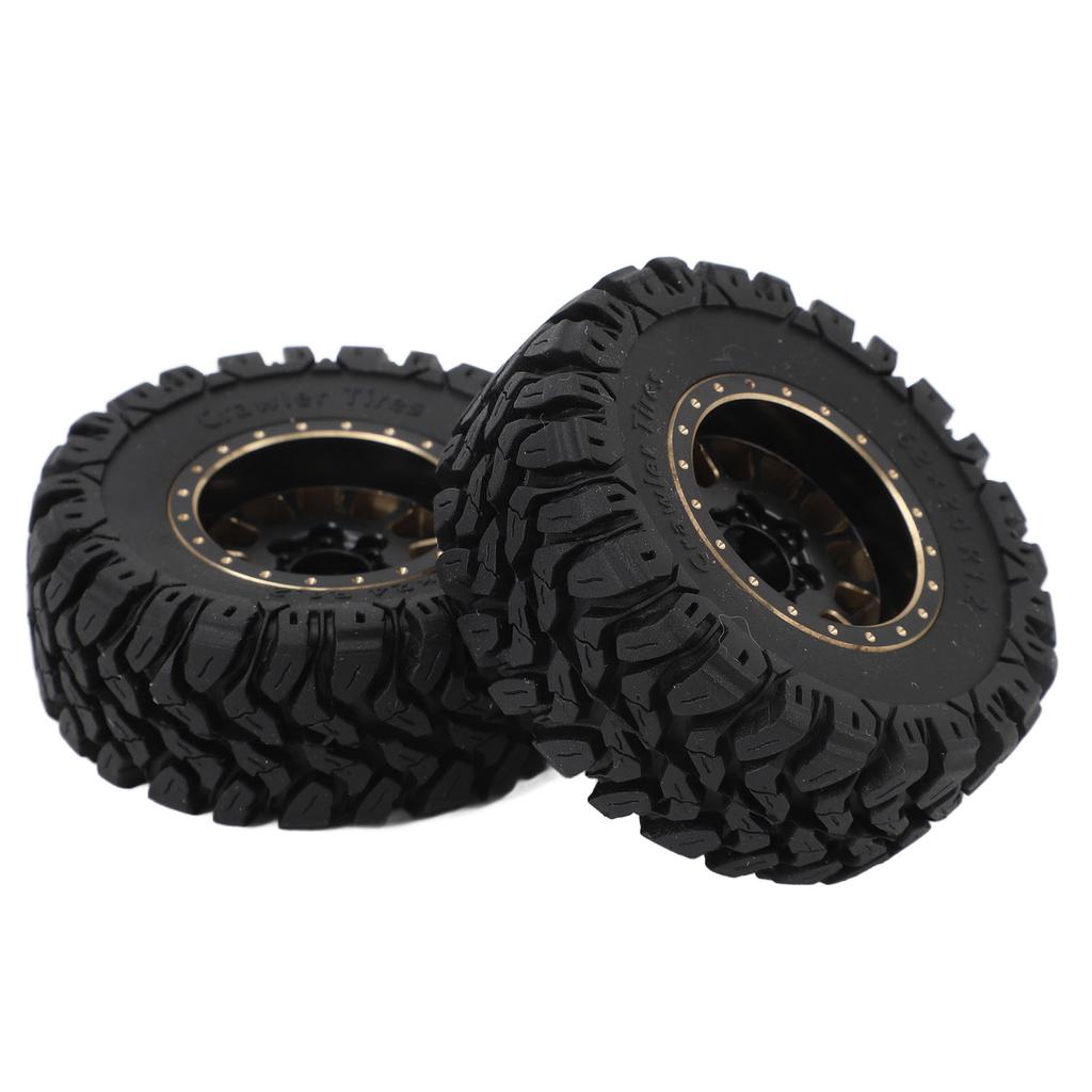 4PCS 1.2in RC Wheel Tires Rubber Brass Rim Superior Traction Enhanced Stability Black for 1/