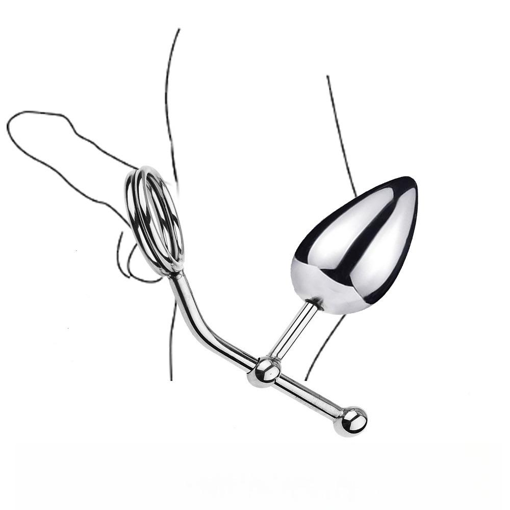 Removable Anal Butt Plug with Adjustable Penis Ring Metal Sexy Detachable Anal Plug Steel Single Double Ball Adult Toys for Men