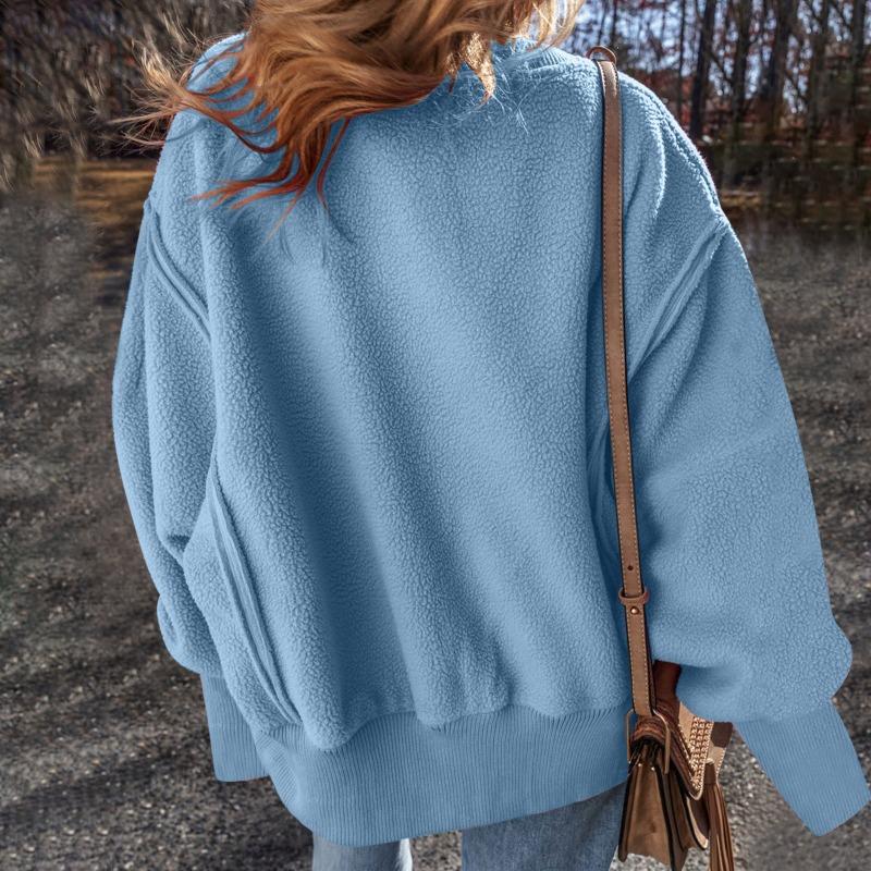 DAFIFY Women's Fashion Casual Solid Color Print Spring Fall Long Sleeve O-Neck Pullovers & Long Sleeves