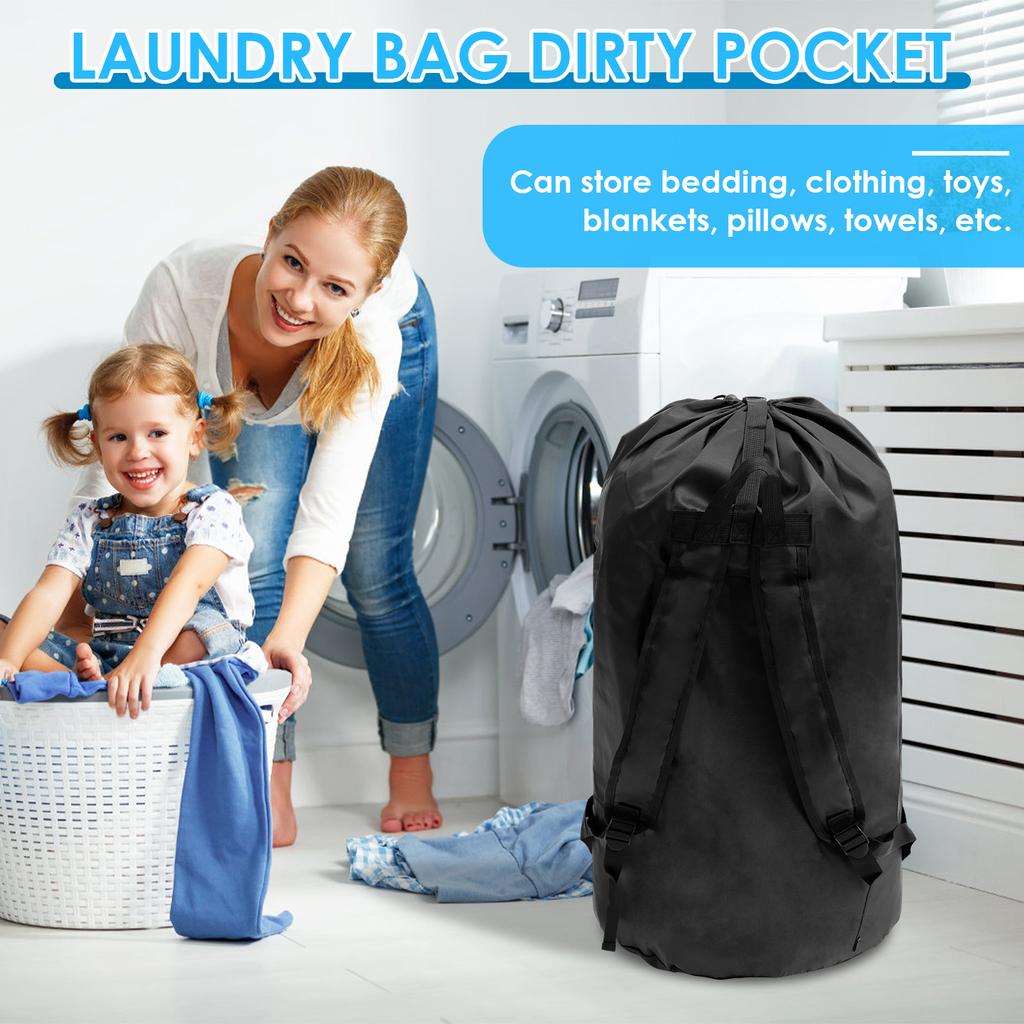 Laundry Backpack Bag with Shoulder Straps and Pocket Oxford Cloth Waterproof Backpack Laundry Bag Large Capacity Clothes Hamper