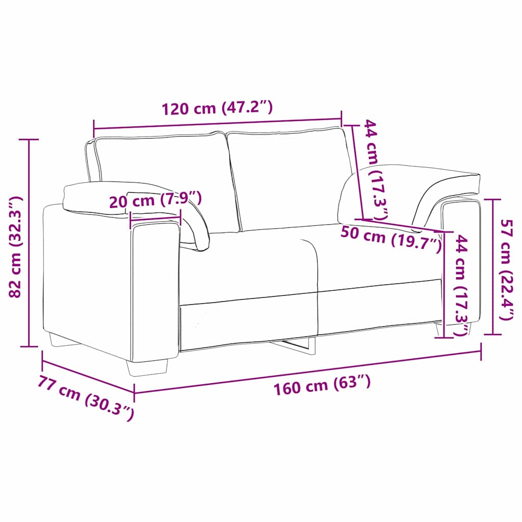 2 Seater Cream Sofa 160 cm Fabric