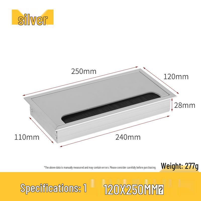 Desktop Cable Management Box: Flip-up Cover for Desk Cable Hole - Wire Pass-through and Decorative Rectangular Plate