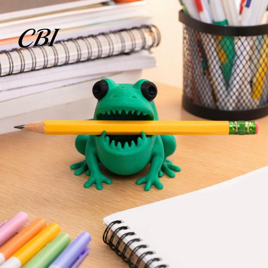 Desk Pen Organizer Cute Frog Holder, 3D Printed Figurine, Cartoon Fun Table Decoration Organizer, Multifunctional Storage for Pens Pencils Markers,