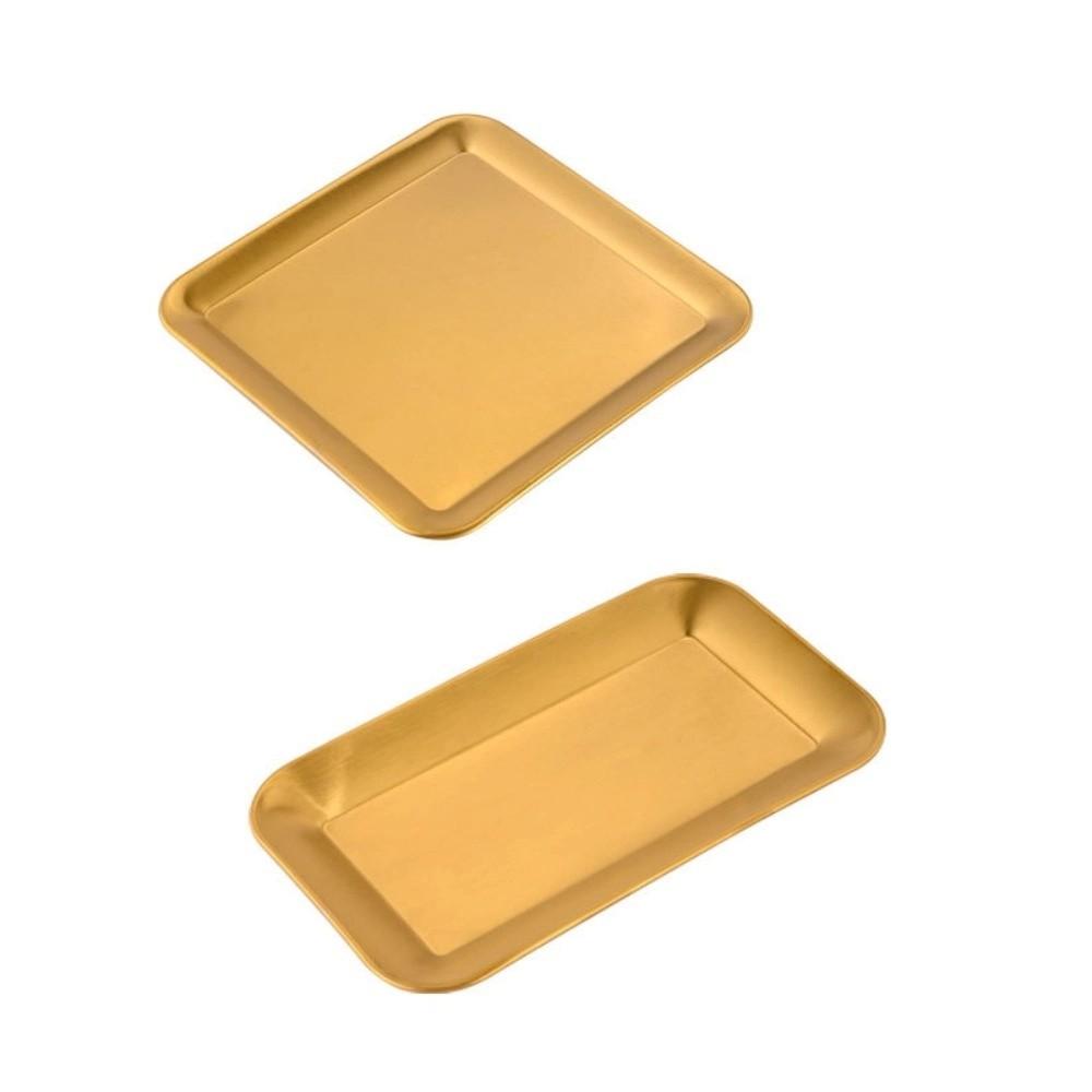 2PCS/SET Rustproof Stainless Steel Tray Flat Design BBQ Plate Serving Plate Shallow Tray Buffet
