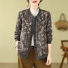 Autumn and Winter Printed Contrast Color Long-sleeved Round Neck Loose Retro Ethnic Style Thickened Cardigan Jacket Top