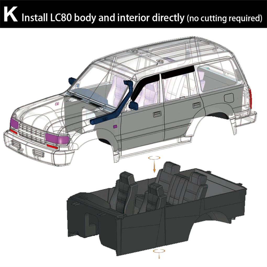 Для RCRUN 1/10 Кузов LC80 Шасси автомобиля Салон сидений RUN80 LC80 Металлический комплект шасси 1/10 Шасси RC краулера Автомобильные детали для апгрейда