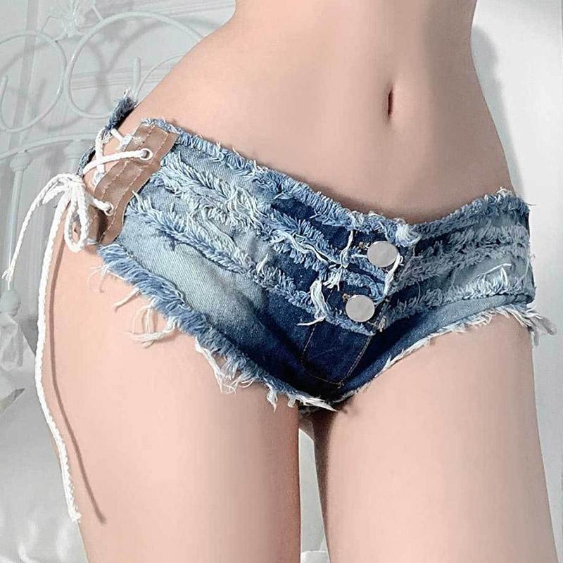 Летние синие джинсовые шорты, женские повседневные джинсы с заниженной талией и кисточками, короткие брюки