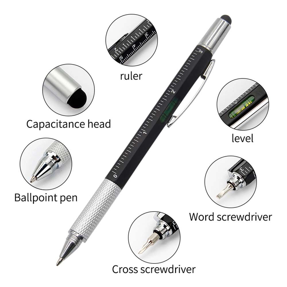 Aluminum Pen Tool Gadget Capaciative pen With Scale Replacement refill Flat-blade Screwdriver Ballpoint Pen Cross Screwdriver