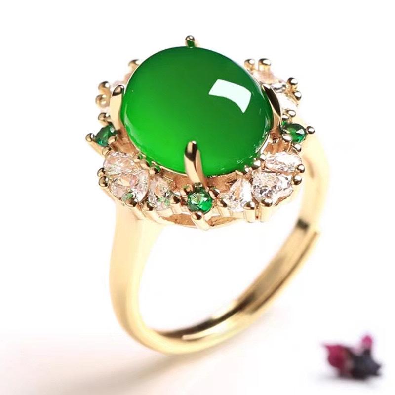 Регулируемое кольцо из халцедона и ледяного агата свободной формы для женщин с инкрустациями в форме яйца и покрытием из серебра 925 пробы