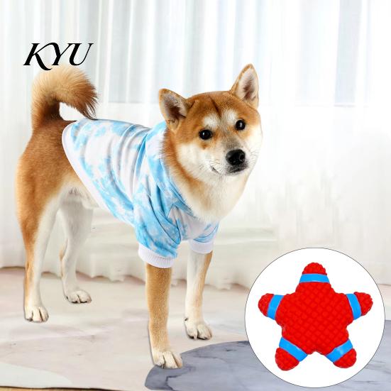 Teeth Cleaning Massage Toys Latex Starfish Dog Toy, Squeaky Chew Interactive Durable Toy for Small to Medium Dogs Fetch And Pull
