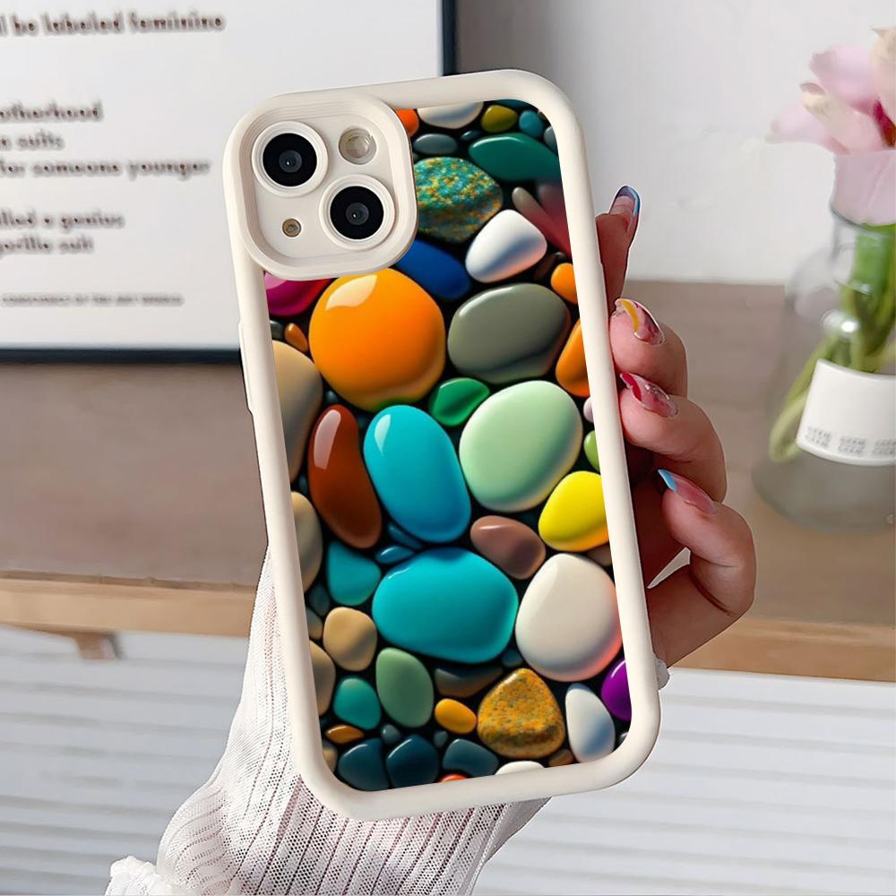 Aesthetic Stones Thicken TPU Mobile Phone Case for iPhone 17 16 15 14 13 12 11 Air Pro Max Plus Colorful Cover