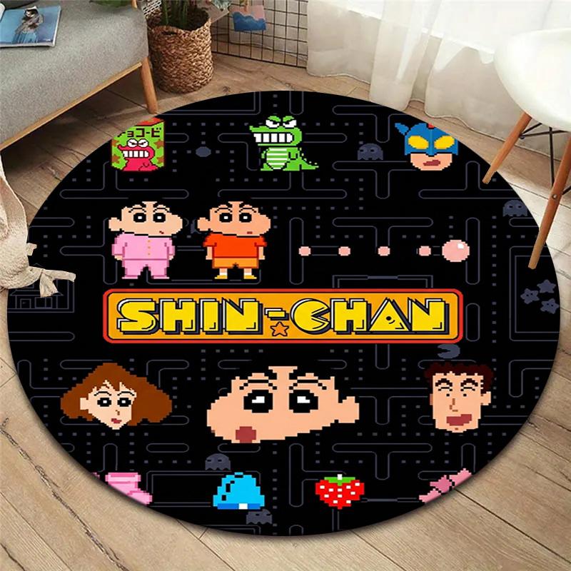 Crayon Shinchan Round Area Rug Carpet Rug For Living Room Bedroom Sofa Playroom Decor Nonslip Floor Mat