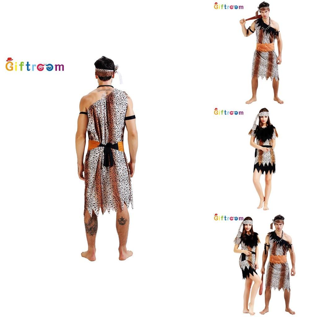 Современный первобытный дуэт Леопардовый принт Дикий костюм Смешной наряд для сцены