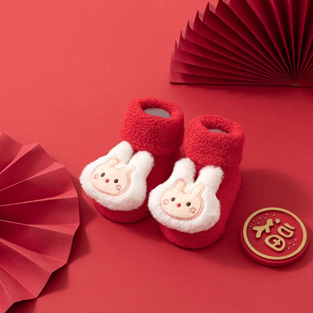 Rabbit Kids Chinese New Year Socks Fortune Cat Longevity Lock Hosiery  New Year
