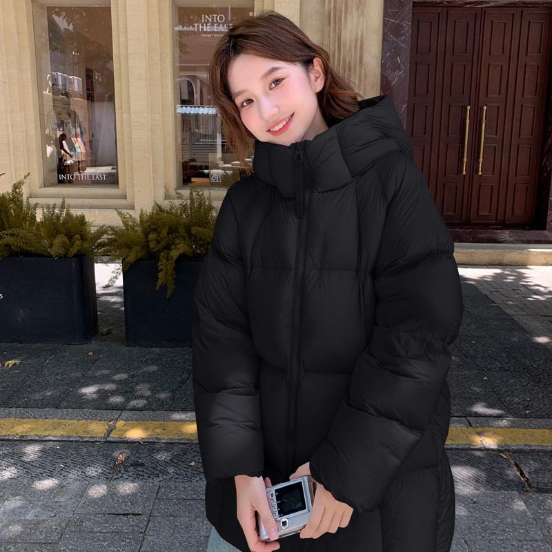 Осень-зима, утепленная теплая парка, женская повседневная милая однотонная Свободная куртка с капюшоном и большим карманом, верхняя одежда