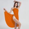 Women Beach Dress Sleeveless Solid Color Off Shoulder Backless Loose One Piece Bikini Cover-up Vacation