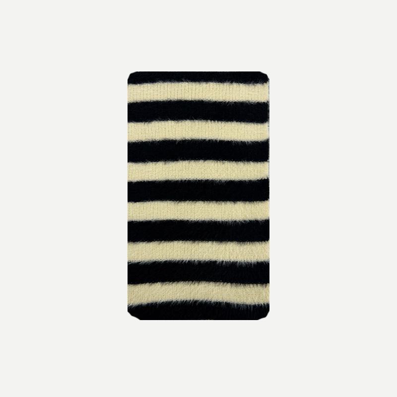 Original Niche Color Scheme Imitation Classic Striped Knitted Wool Muffler for Women Autumn Winter Soft Warm Scarf Female Shawl