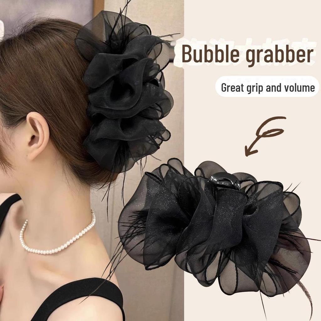 Высококачественная заколка-акула из перьев и страусиного волоса для осени/зимы - элегантный головной убор с хвостиком