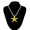 Exaggerated Big Starfish Pendant Necklace for Women Punk White Thick Rope Chain Choker Necklace Party Zircon