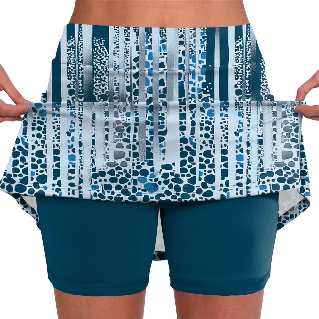 Women's Stretch Yoga Pants Vintage Floral Print Sports Shorts Lightweight High Waisted Skirt